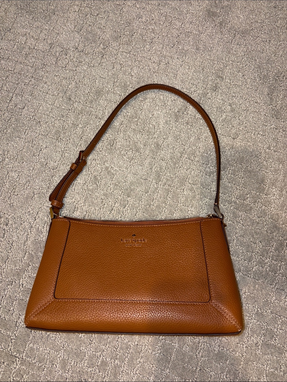 kate spade Pebbled Leather Shoulder Bag in Cognac